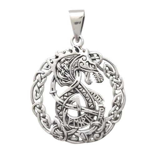 Dragon circular 925 sterling silver pendant
