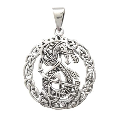 Dragon circular 925 sterling silver pendant