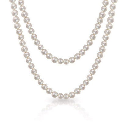 Women's Long Beaded Pearl Necklace | Natural Freshwater 8-9mm Baroque Pearls, 48 Inches, Multicolor Options in White, Black, Pink, and Grey