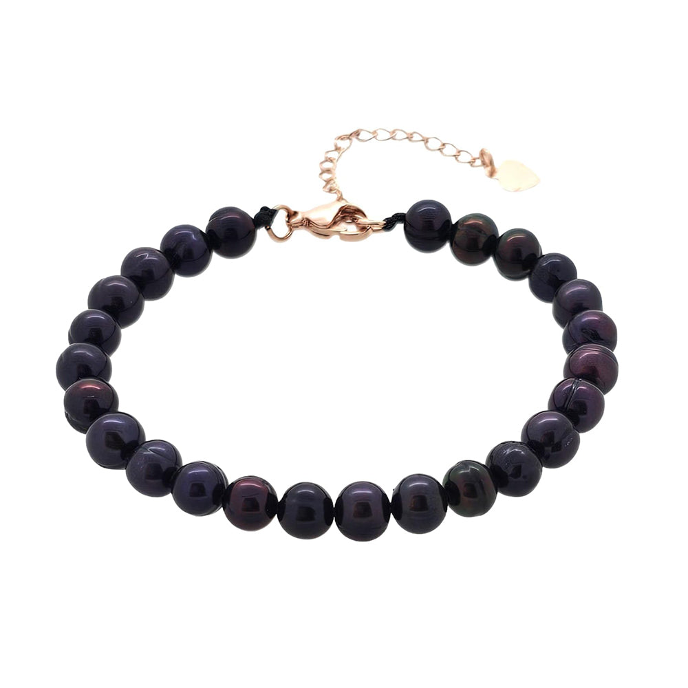 Handmade Womens 6-7mm Freshwater Pearl Bracelet | White Real Pearl Beaded Bracelet for Ladies Girls - Adjustable 5cm Extender