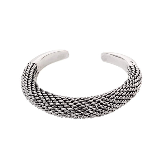Braided details 925 sterling silver tapered bangle