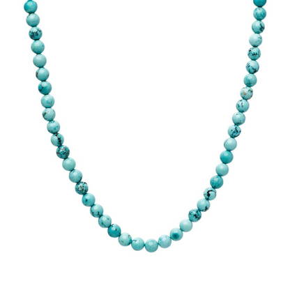 Blue Turquoise 8mm Beaded Gemstone Necklace 