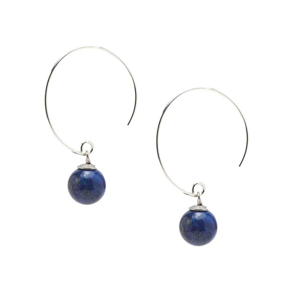 Blue Lapis Lazuli 10mm Gemstone Hoop Earrings