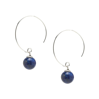 Blue Lapis Lazuli 10mm Gemstone Hoop Earrings