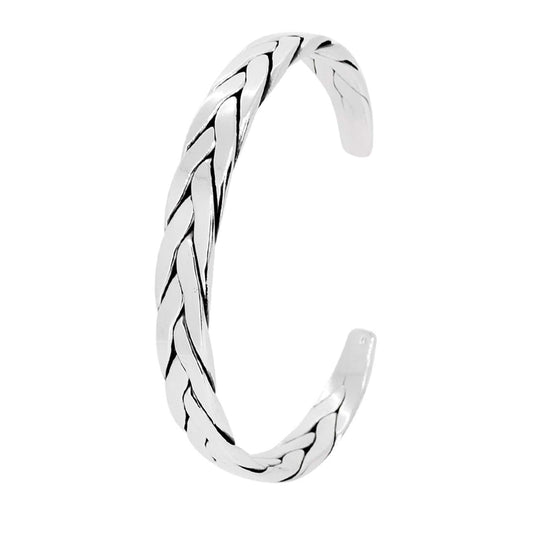 925 sterling sliver braided bangle bracelet