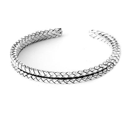 braided silver bangle bar for men