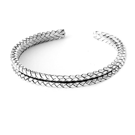braided silver bangle bar for men
